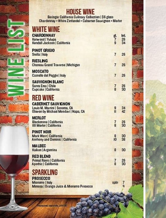 Wine List Hamlin Pub