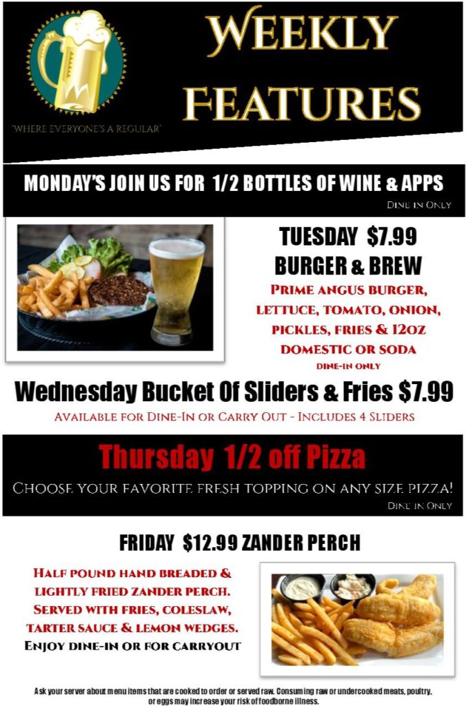 Weekly Specials Hamlin Pub