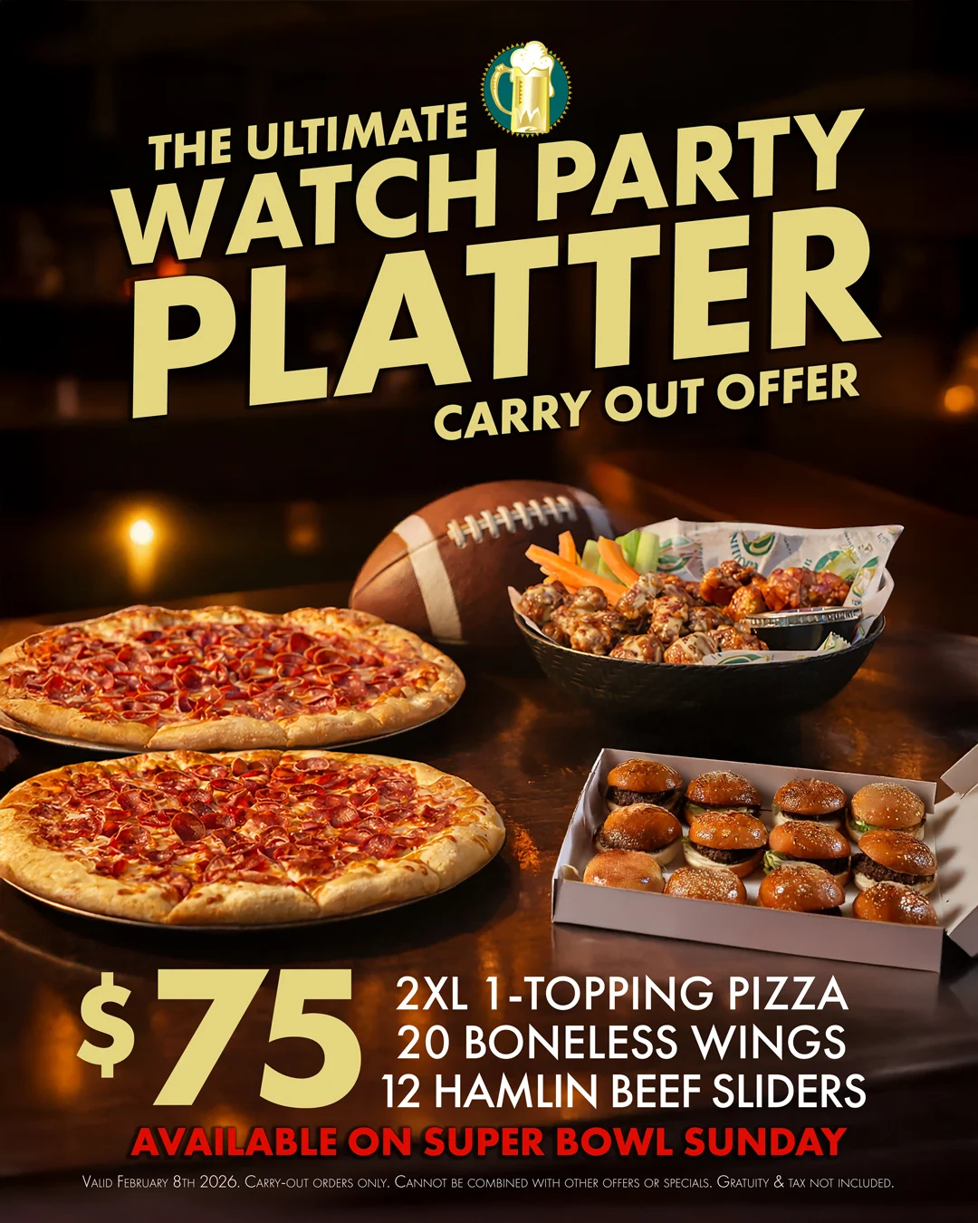 Carry-out order for Super Bowl Sunday.